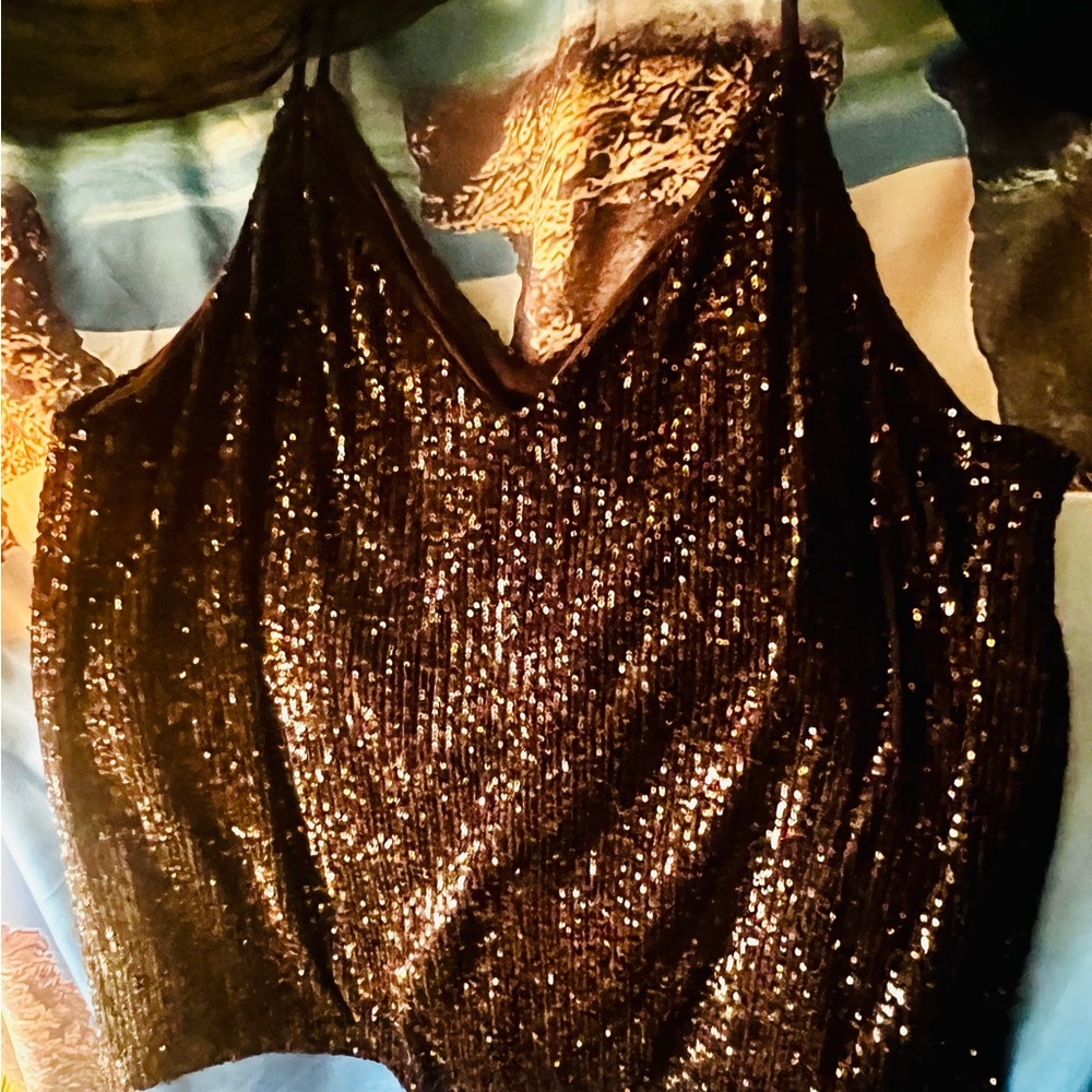 Calvin Klein Collection Black Sequin Camisole